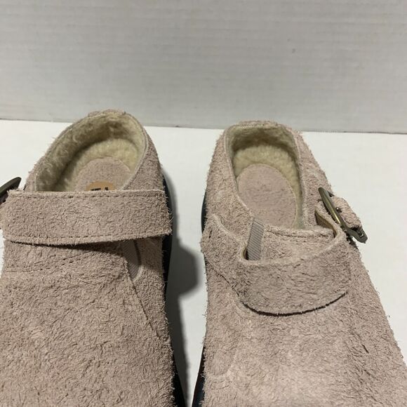 Dr Martens Isham Men\'s Sz 13 Taupe Long Napped Suede Buckle Fur Lined Clog main image 5